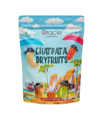 A bowl of Oracle Chatpata Dry Fruit Mixer ready for snacking.