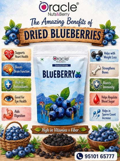 Oracle Dried Blueberries, Sweet Chewy Antioxidant-Rich Superfood Berry Snack 250g