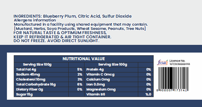 Product packaging of blueberry dried plums with label
