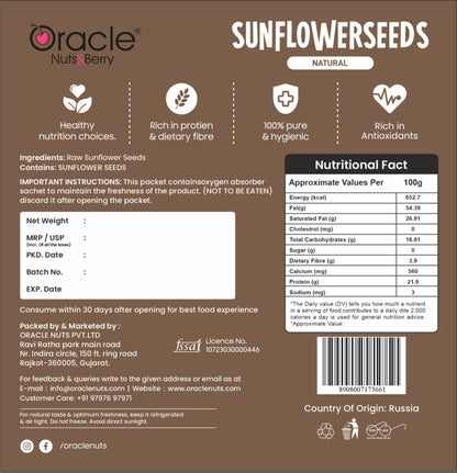 Sunflower seeds in a clear, resealable pack