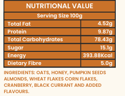 Packet of Oracle Honey Coated Muesli with packaging details.