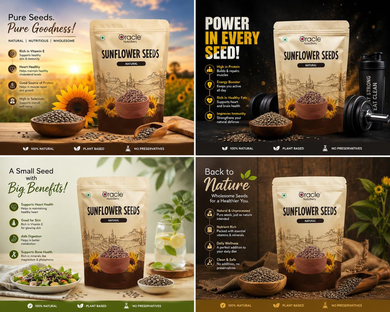 Sunflower seeds scattering over smoothie bowl
