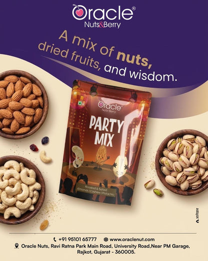 Oracle Party Mix, Roasted & Salted Almond Cashew & Pistachio Premium Nut Blend 200g