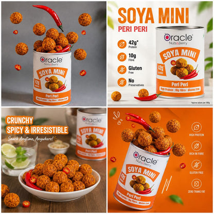 Oracle Soya Mini Peri Peri, Crunchy Spicy Flavoured High-Protein Soya Sticks 120g