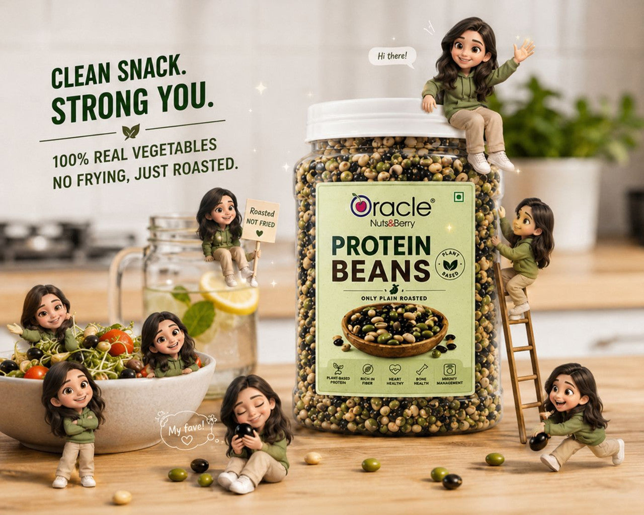 Oracle Roasted Beans, Crunchy Protein-Rich Lightly Salted Healthy Bean Snack 400g