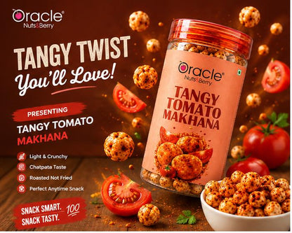 Tangy tomato fox nuts in a bowl for healthy snacking