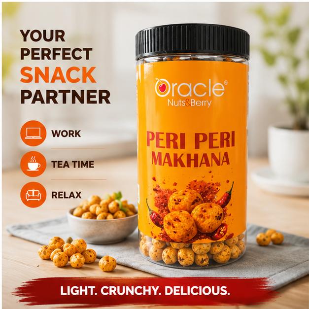 Oracle Peri Peri Makhana in a bowl, perfect for healthy snacking or parties.
