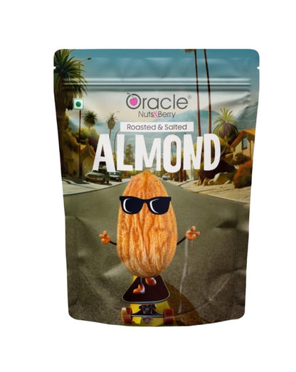Oracle Roasted & Salted Almond, Crunchy Dry-Roasted Premium Healthy Badam Snack 200g