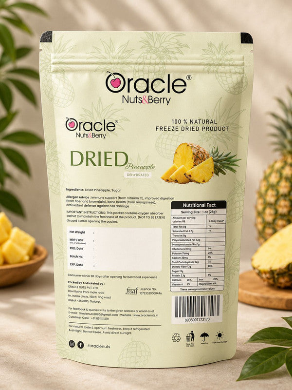 Stack of dried pineapple slices ready for snacking