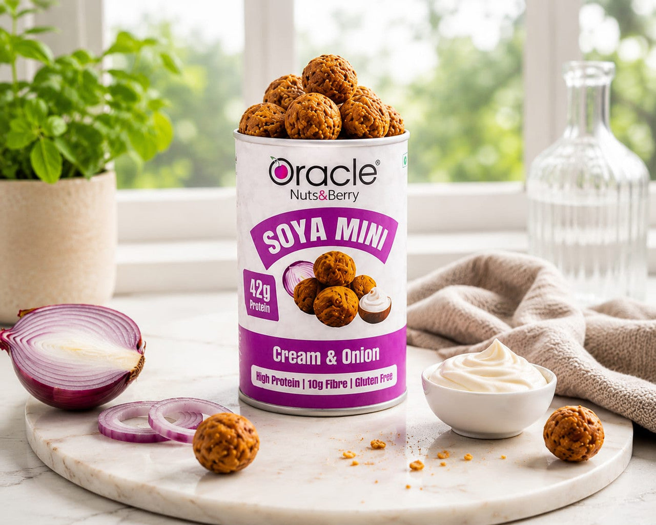 Oracle Soya Mini Cream & Onion, Crunchy Creamy High-Protein Soya Sticks Snack 120g