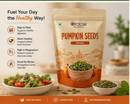 Pumpkin seeds sprinkled over salad - nutritious topping