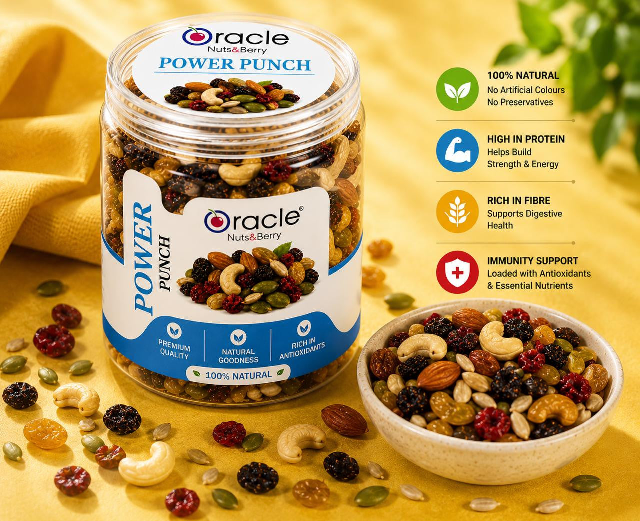 Oracle Power Punch, Crunchy Energy-Packed Nut Seed & Berry Healthy Trail Mix 150g