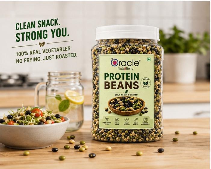 Oracle Roasted Beans, Crunchy Protein-Rich Lightly Salted Healthy Bean Snack 400g