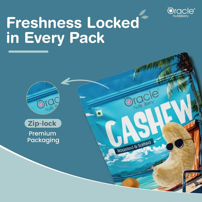 Oracle Roasted & Salted Cashew, Crunchy Premium Whole Kaju Healthy Nut Snack 200g