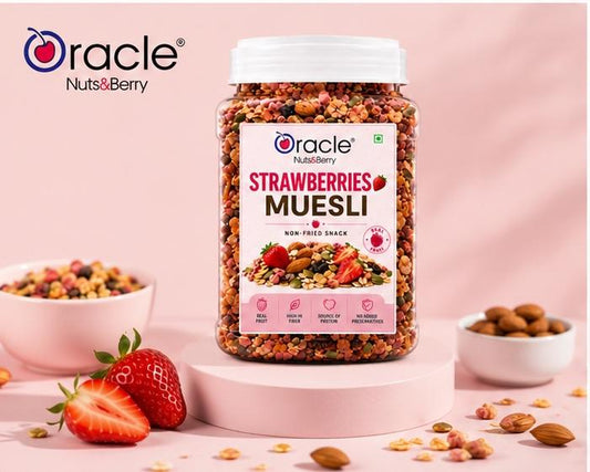 Oracle Strawberry Muesli, Crunchy Wholegrain Fruity Healthy Breakfast Cereal 400g