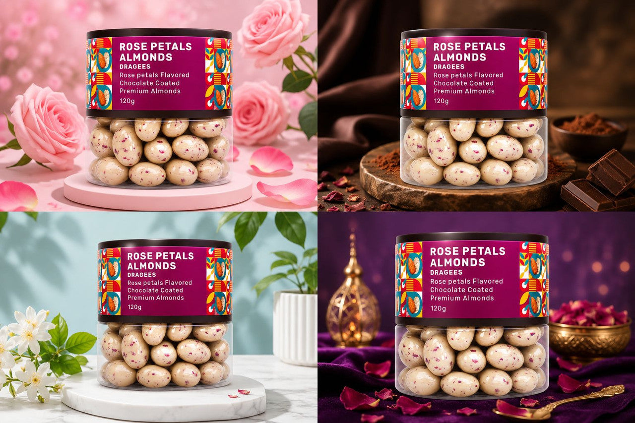 A bowl filled with delectable Rose Petal Almond Dragees, ideal for sharing or personal treat.