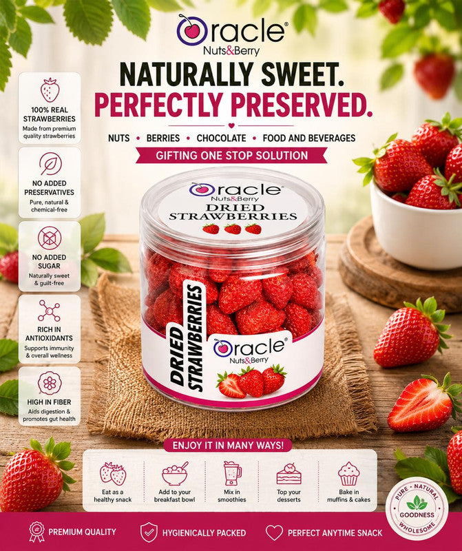 180g pack of dried strawberries, perfect for snacking or baking