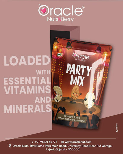 Oracle Party Mix, Roasted & Salted Almond Cashew & Pistachio Premium Nut Blend 200g