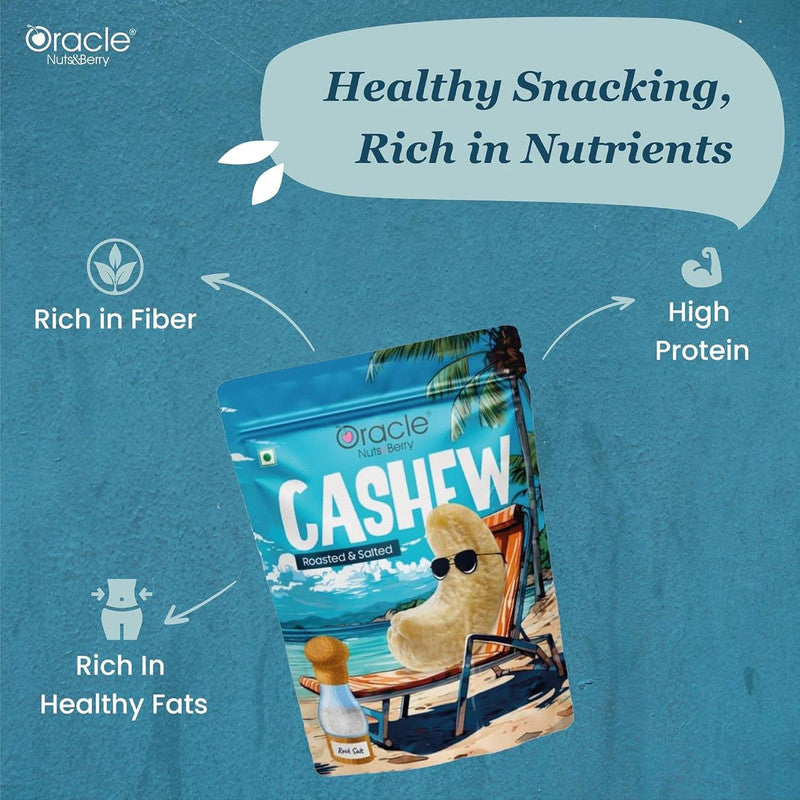 Oracle Roasted & Salted Cashew, Crunchy Premium Whole Kaju Healthy Nut Snack 200g