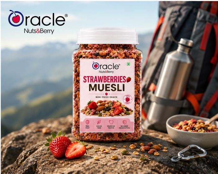Pack of Oracle Strawberry Muesli with dried strawberries and oats