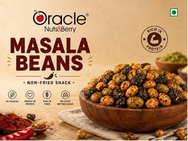 Oracle Masala Beans, Crunchy Spicy Protein-Rich Roasted Healthy Beans Namkeen 400g
