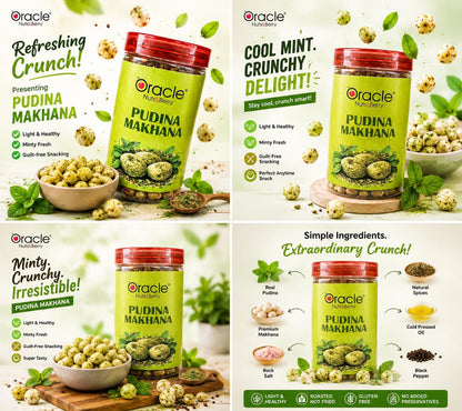 Golden roasted fox nuts infused with refreshing mint flavor