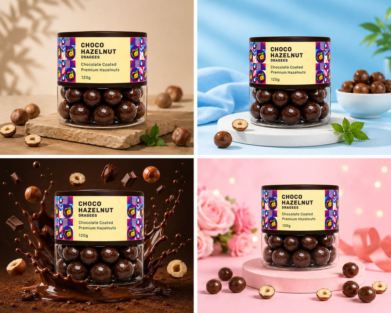 Oracle Choco Hazelnut Dragees, Smooth Chocolate-Coated Crunchy Hazelnut Treat 120g