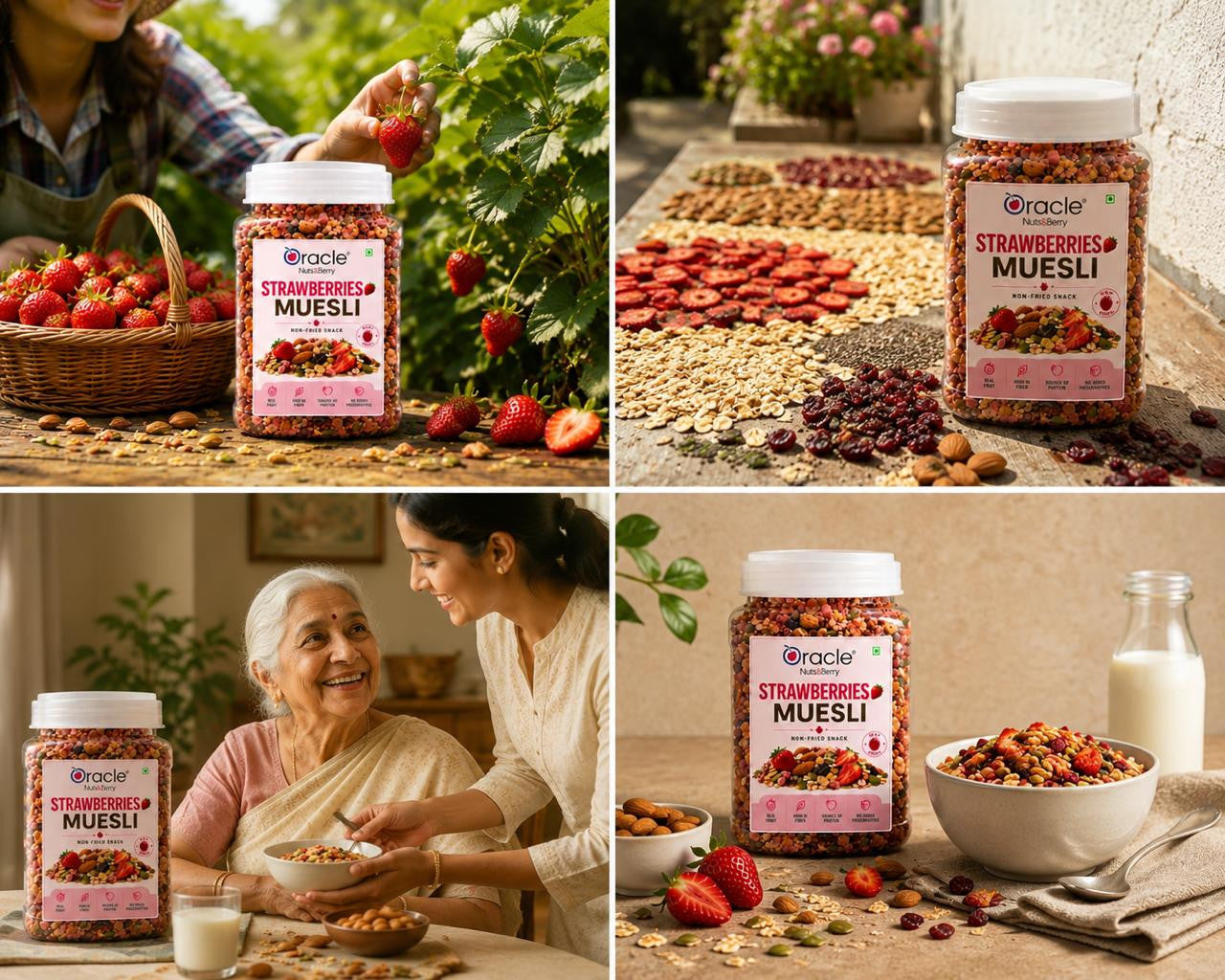 Healthy and fruity breakfast muesli by Oracle with dried strawberries