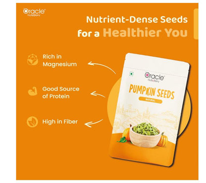 Pumpkin seeds in a small bowl - nutritious superfood snack