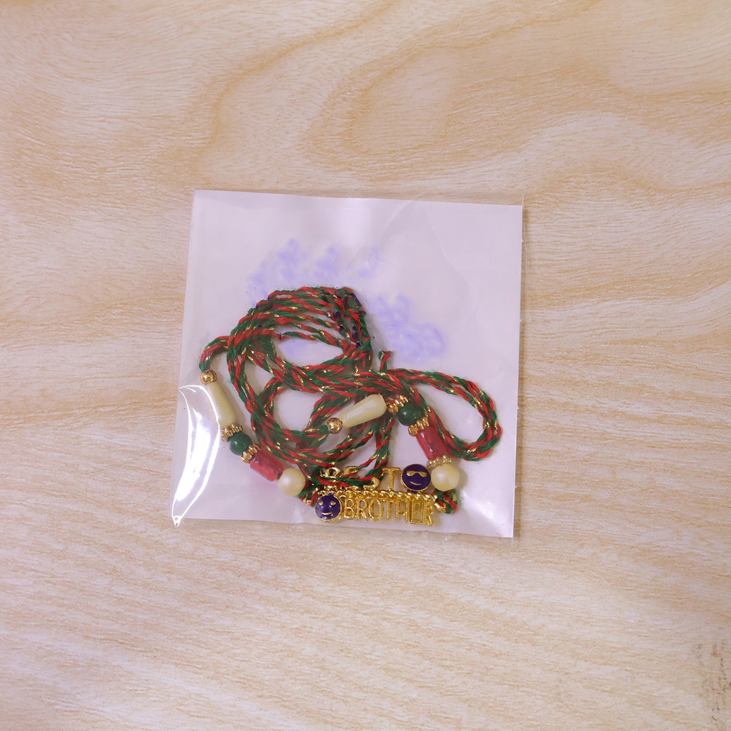 Best Brother Text Charm Rakhi with Pearl and Multicolor Beads