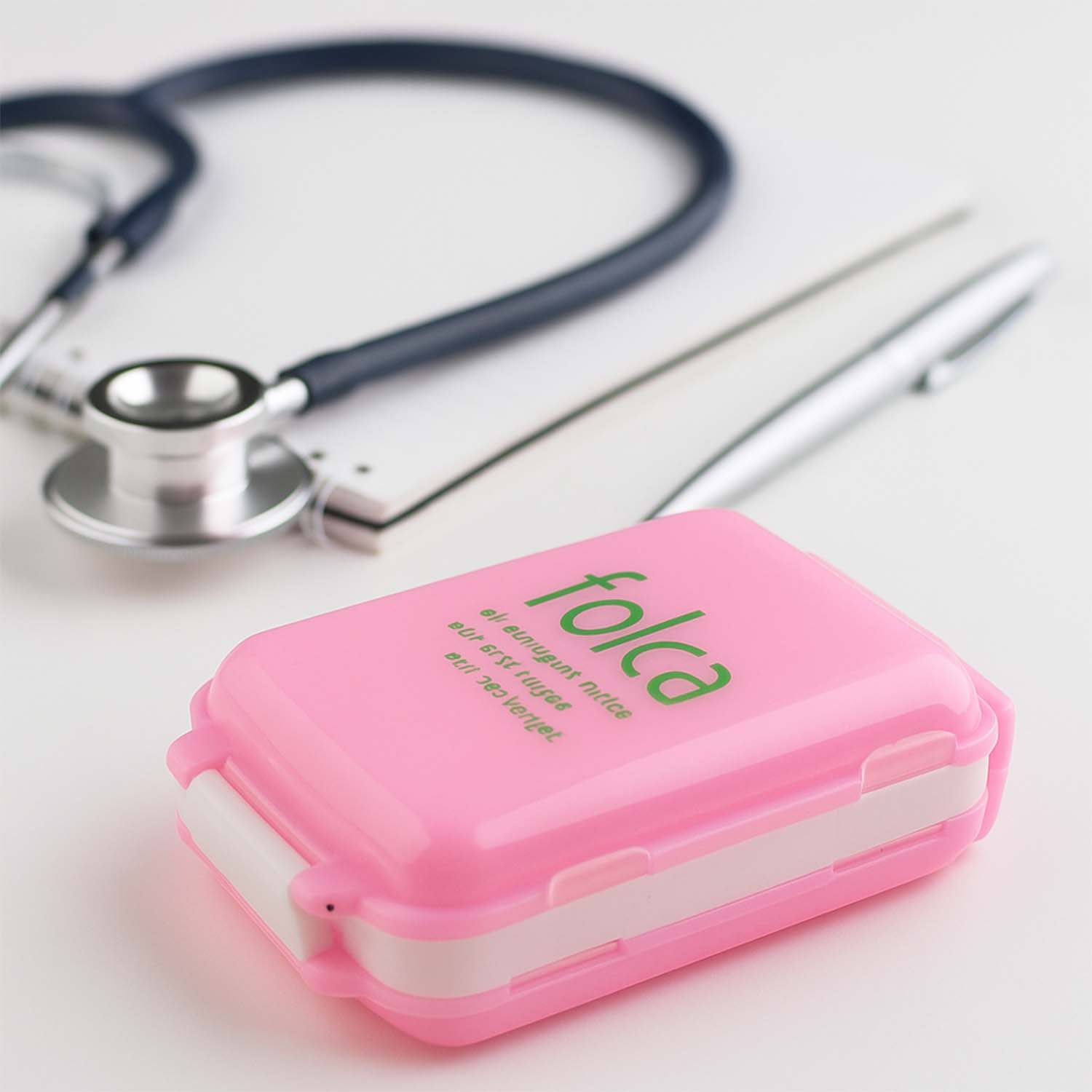 Portable Pink Dual-Sided Pill Organizer Box (1 Pc)