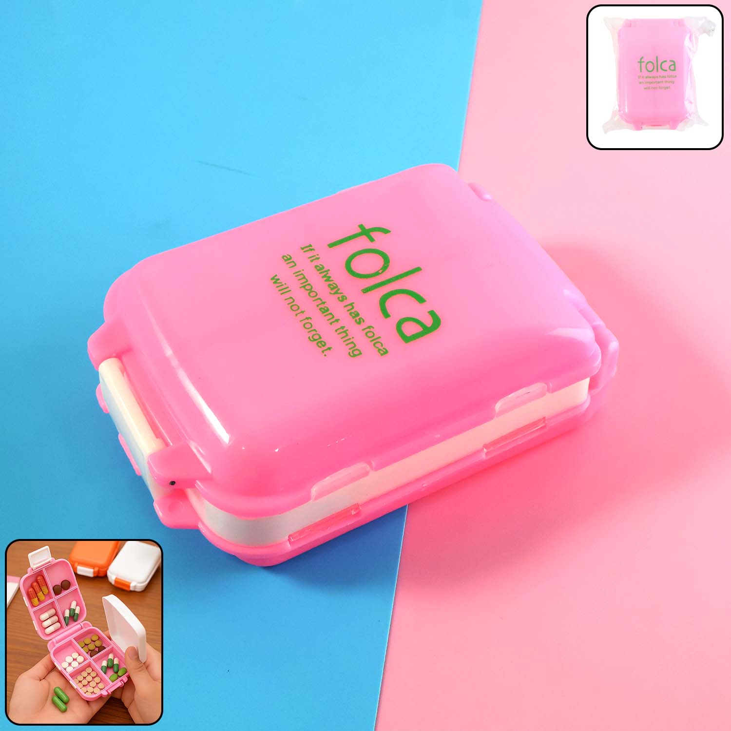 Portable Pink Dual-Sided Pill Organizer Box (1 Pc)