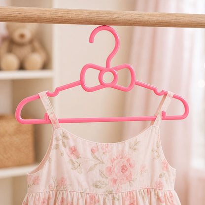 Kids Plastic Clothes Hangers Set of 4 Cute Bow Design Baby Wardrobe (4 Pc Set)