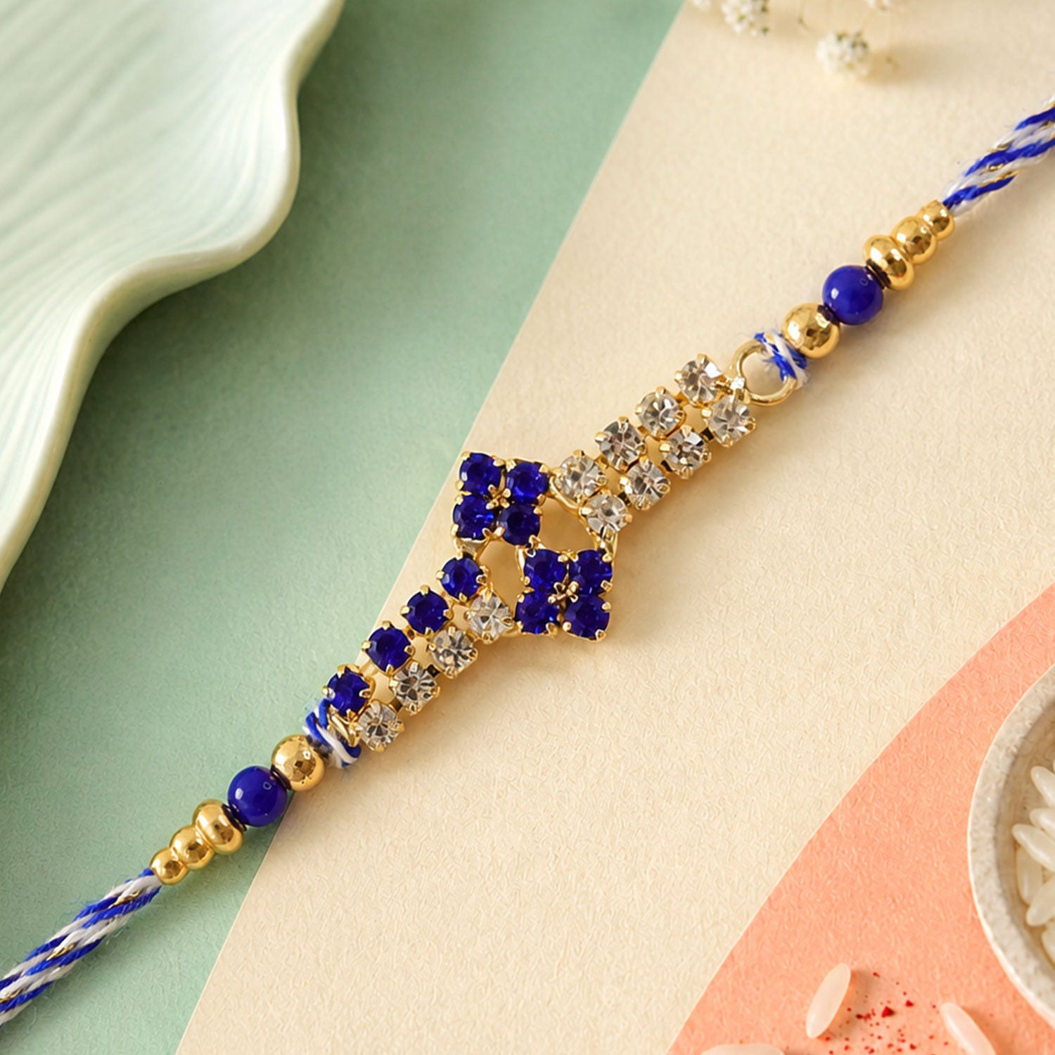 Floral Motif Long Bar Rakhi for Raksha Bandhan (Pack of 6)