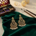 Antique Gold Finish Earrings with Pearl Drops – Elegant Traditional Jewellery
