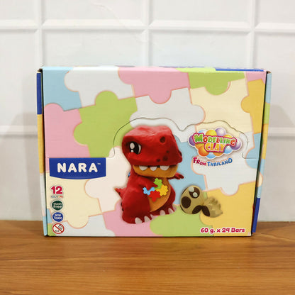 Nara 12 Color Modelling Clay Kit, Soft Creative Play Dough Set for Kids (60 Gm/24 Bars)