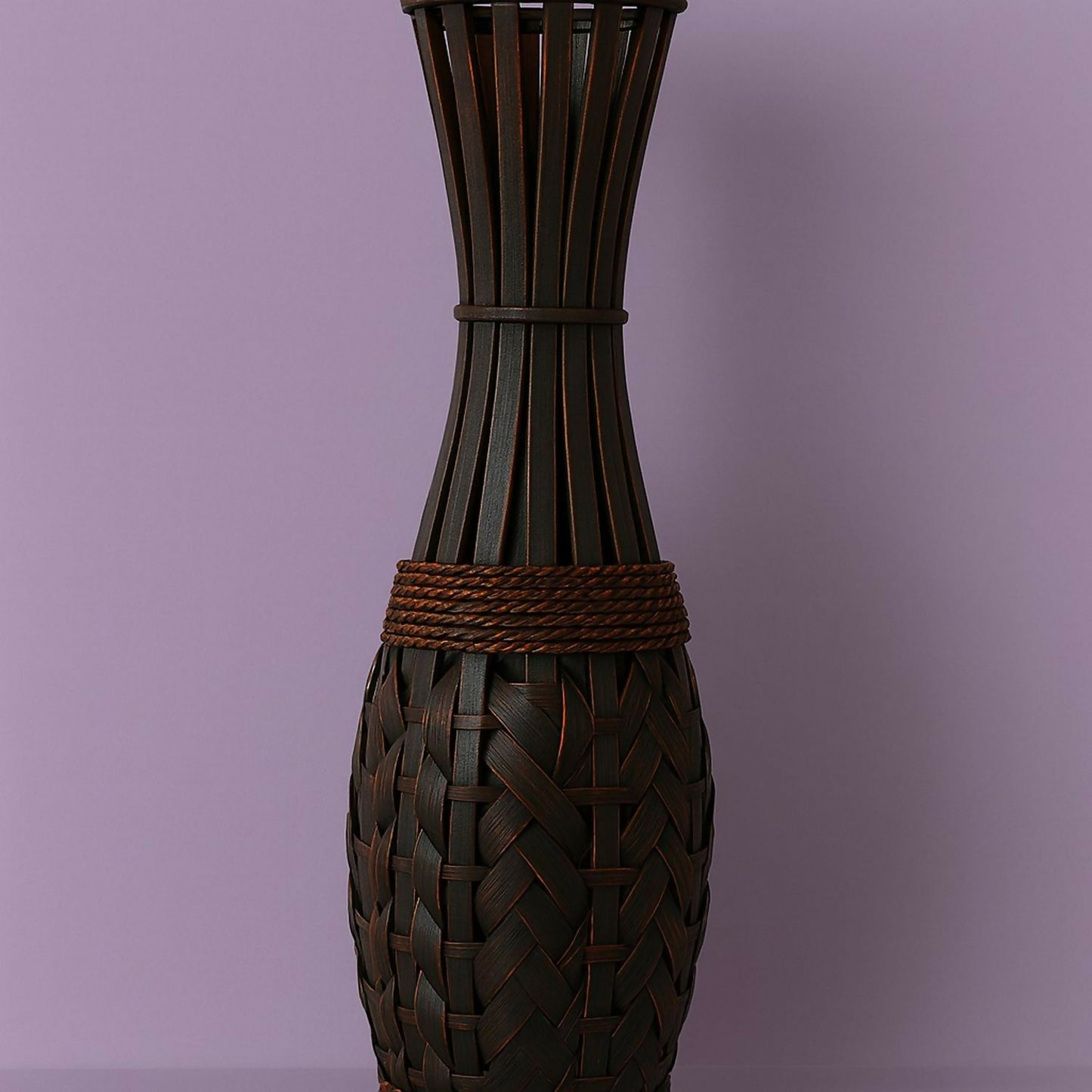 HOME DECOR Handcrafted Brown Woven Decorative Floor Vase | Tall Lightweight Flower Pot with Rope Design | Modern Home Décor Accent for Living Room, Bedroom, Hallway, Office – Suitable for Artificial & Dried Flowers (Approx. 27 Inch)