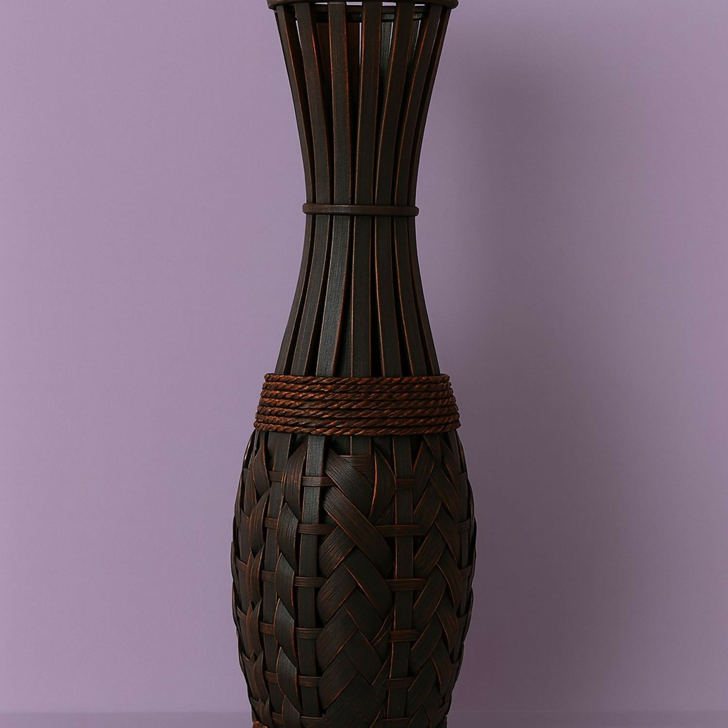 HOME DECOR Handcrafted Brown Woven Decorative Floor Vase | Tall Lightweight Flower Pot with Rope Design | Modern Home Décor Accent for Living Room, Bedroom, Hallway, Office – Suitable for Artificial & Dried Flowers (Approx. 27 Inch)