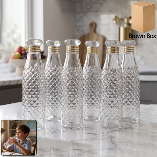 premium designer transparent water bottle set 6 pc 1000 ml