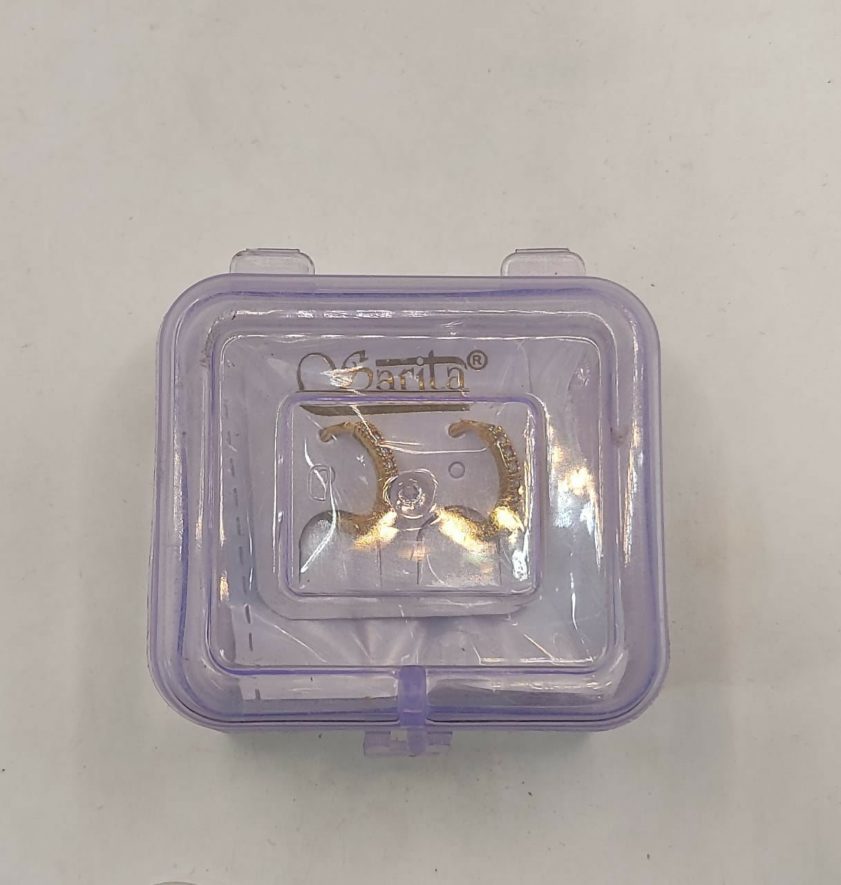 Gold Plated Bezel AD Bali Huggie Hoop Earrings for Daily Wear kan ki Bali Combo Pack of 2