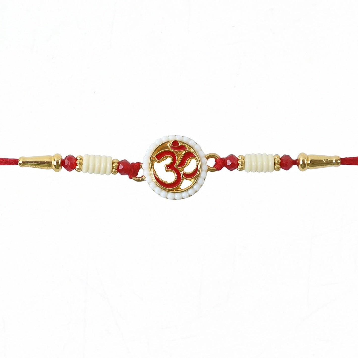 OM Symbol Pearl Frame Rakhi Elegant Traditional Design for Raksha Bandhan (5pcs)