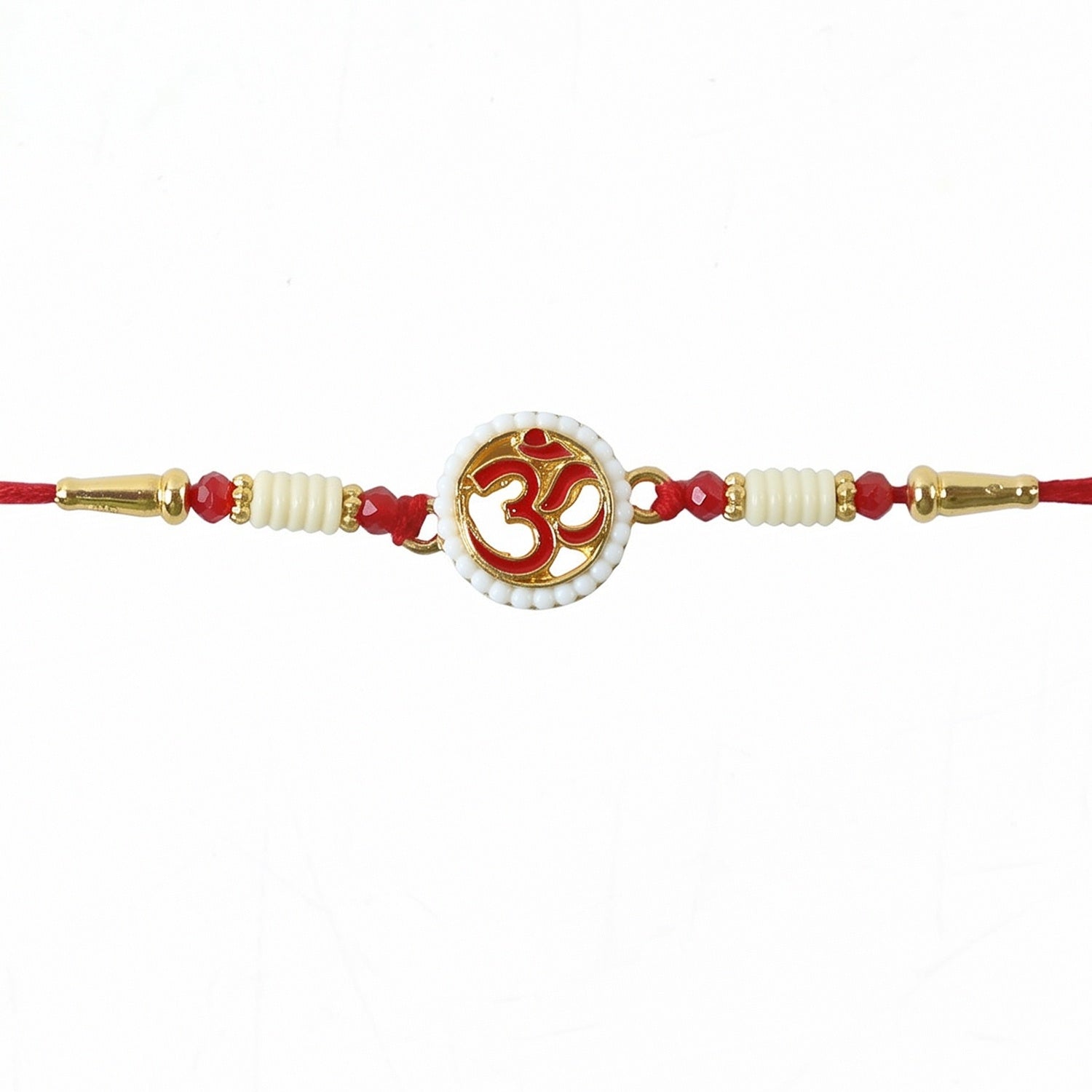 OM Symbol Pearl Frame Rakhi Elegant Traditional Design for Raksha Bandhan (5pcs)