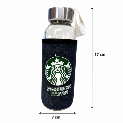 Portable glass water bottle featuring durable protective sleeve