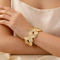 Floral Gold Plated Bracelet – Elegant Korean Style Accessory