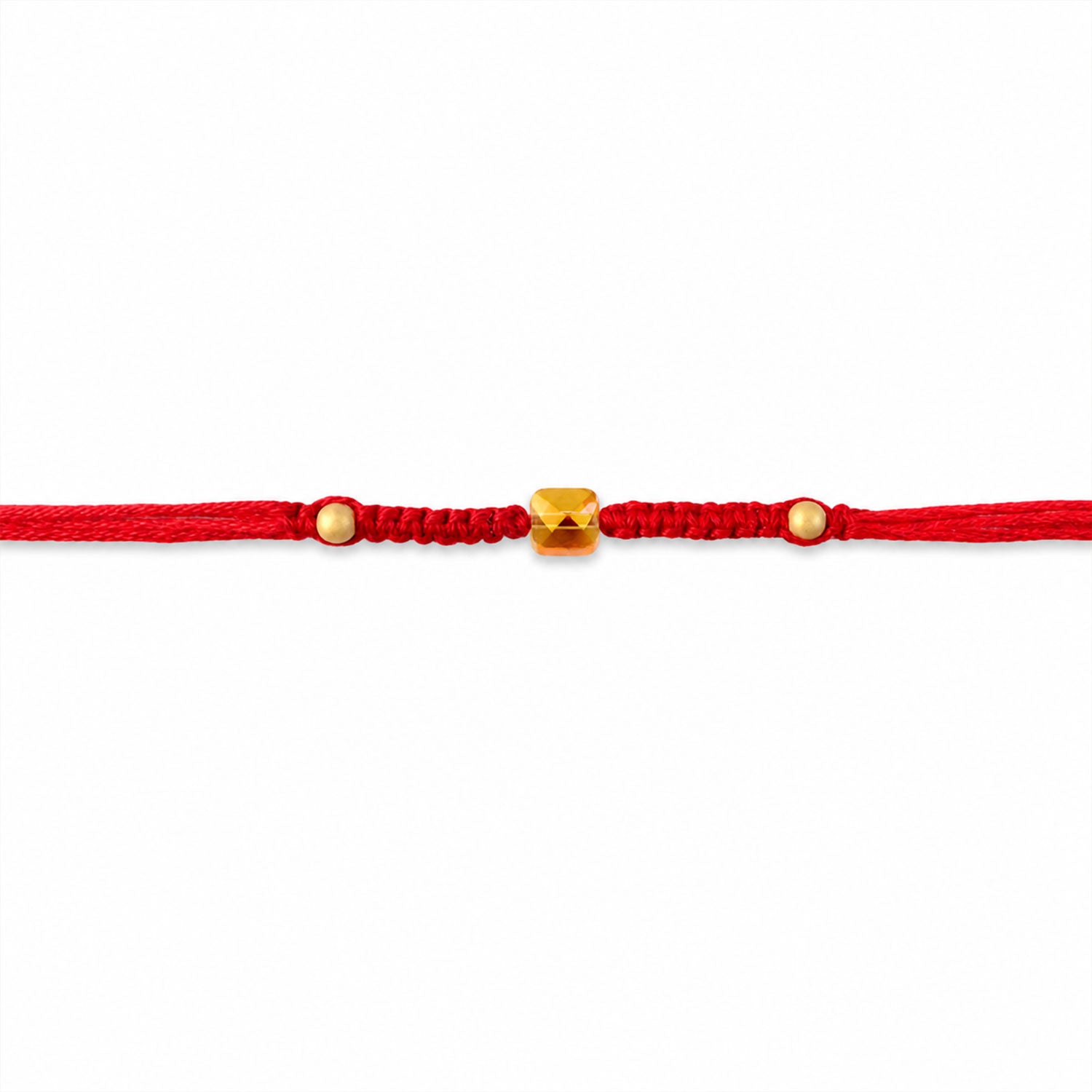 Red Braided Rakhi with a Bold Square Amber Crystal Bead Pendant
