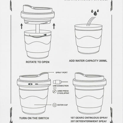 USB Coffee Cup Mini Humidifier 200ml Portable Cool Mist for Car & Office