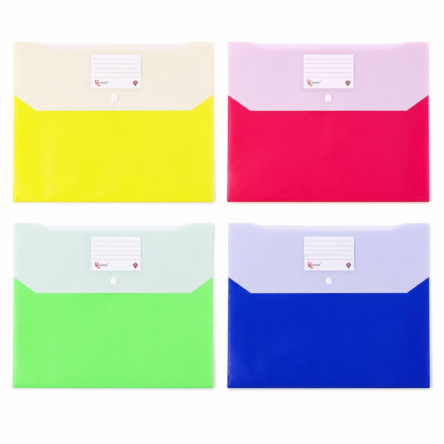 Double Pocket Document Bag File Envelope Folder with Snap Button for A4 Papers (1 Pc, Mix Colour)