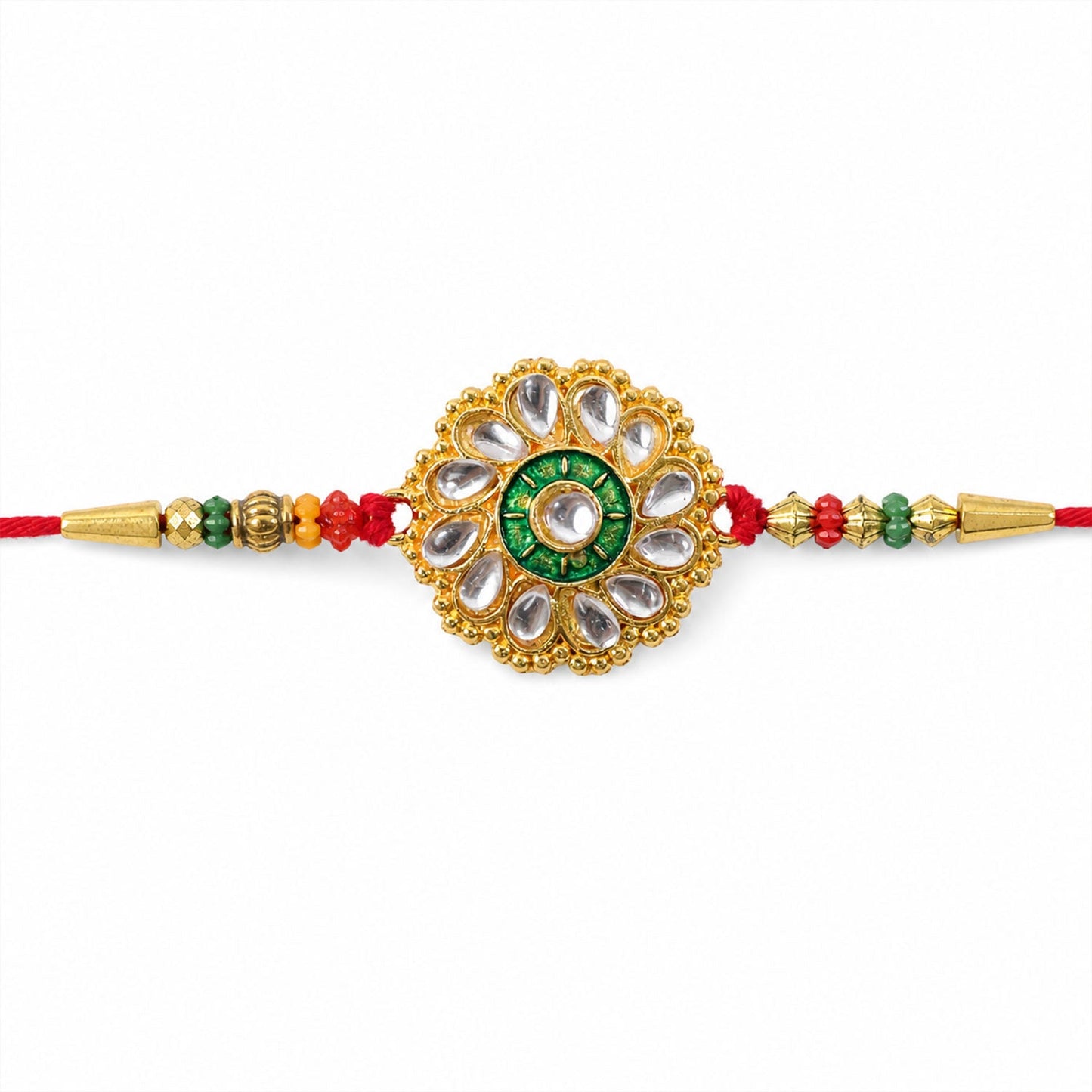 Kundan Flower Rakhi Traditional Floral Design for Brother (5pcs)