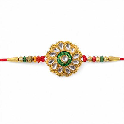 Kundan Flower Rakhi Traditional Floral Design for Brother (5pcs)