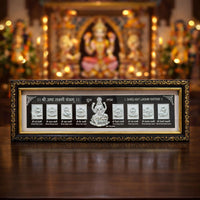 Silver Shree Asht Lakshmi Yantra Plaque in Premium Framed Display for Pooja and Prosperity
